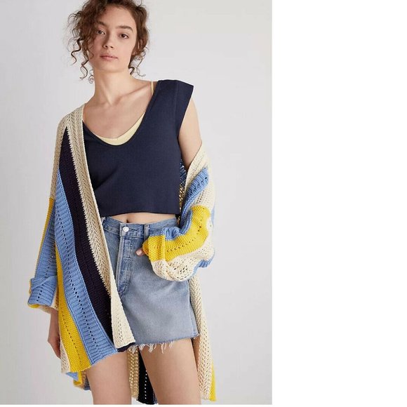 Anthropologie Maeve Striped Longline Cardigan - Picture 2 of 9